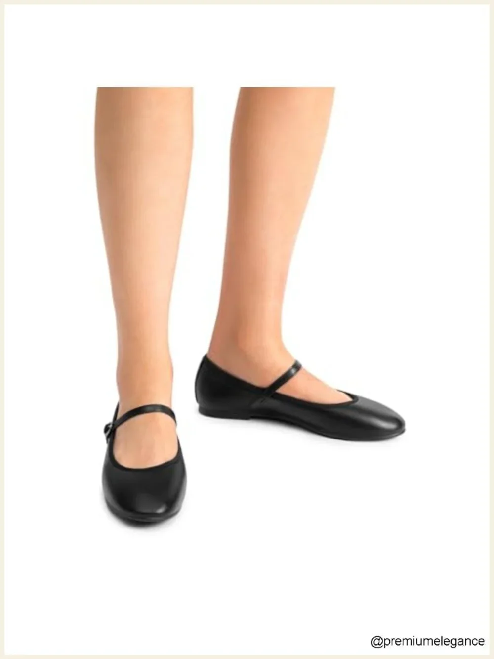 Vegan Leather Mary Jane Ballet Flats, Round Toe, Slip-Resistant, Cushioned